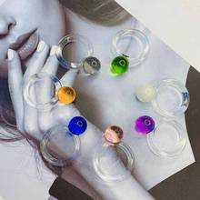 Korean Vintage Transparent Spherical Ring For Women Girls Resin Fashion Charm Colorful Cute Minimalist Harajuku Rings Jewelry 2024 - buy cheap