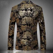 Blazer de ouro dos homens floral casual magro blazers 2020 nova chegada moda festa único breasted masculino terno jaqueta blazers plus size 2024 - compre barato