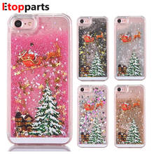 Glitter Liquid Christmas Phone Case For iphone 6 6S 7 8 Plus X XR XS MAX Case Dynamic Liquid Quicksand Phone Cases Shining 2024 - buy cheap