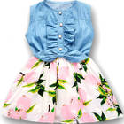 Meninas vestido de verão 2019 nova versão coreana das crianças do algodão areia lavagem denim flor vestido - foto 2026 Meninas vestido de verão 2019 nova versão coreana das crianças do algodão areia lavagem denim flor vestido - foto 2026