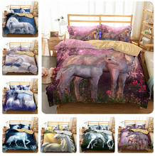Conjunto de cama 3d unicórnio colorido, roupa de cama tamanho queen size fronha de travesseiro 2024 - compre barato