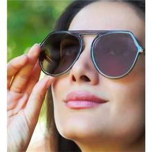 Flat Top Oversized Women Sunglasses Retro designer shades luxury brand nude purple frame sunglasses Round UV400 Eyewear 2024 - buy cheap