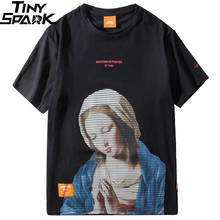 2021 Madonna T camisa de los hombres de Hip Hop camiseta verano Streetwear camiseta Virgen María estampado Vintage de algodón Tops Camisetas manga corta 2024 - compra barato