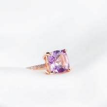 Designer original new silver inlaid natural amethyst square diamond opening adjustable ring temperament ladies jewelry 2024 - buy cheap