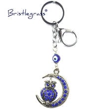 BRISTLEGRASS Turkish Blue Evil Eye Moon Owl Key Chains Ring Holder Car Keychain Hanging Pendant Amulet Lucky Charm Blessing Gift 2024 - buy cheap