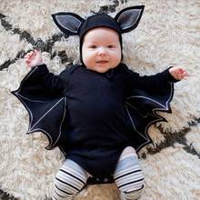 Wholesale New arrived Halloween Clothes 100% cotton Bats sleeves Baby Rompers +Hat 2 pcs/set clothing set 2024 - buy cheap