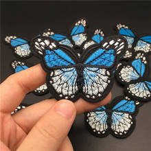 Apliques para bordar roupas, adesivos decorativos listrados para roupas, tamanho borboleta azul: 6.9x4.6cm, 1 peça 2024 - compre barato