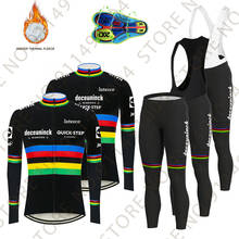 Quick Step 2021 Cycling Clothing Black Men's World Champion Cycling Jersey Set Thermal Road Race Bike Suit Maillot Ropa Ciclismo 2024 - buy cheap