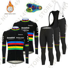 Roupa de ciclismo quick step 2021, conjunto preto, masculino, campeão do mundo, camisa de ciclismo, térmico, traje de bicicleta de estrada, corrida, maillot, roupa 2024 - compre barato