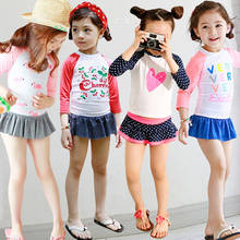 2019 New Two Piece Girls Swimsuit Long Sleeve Swimwear For Girls 2-11years Children's Swimwear Sweet Heart  Beachwear CZ998 2024 - buy cheap