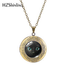 New Fashion Black Cat Glow Color Eyes Jewelry Necklace Black Cats Pendant Photos Lockets Necklace Handcraft Gifts 2024 - buy cheap