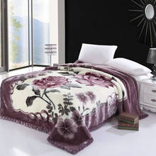 Jogo de colcha de pelúcia sintética impresso flor, cobertor de lã ultra grosso, quente, cobertura de cama de luxo 2024 - compre barato