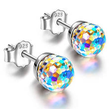 Brincos de cristal de arco-íris feminino bonito charme prata cor pequenos brincos para mulheres dainty redondo zircon casamento 2024 - compre barato