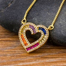 Latest Romantic Heart Shape Choker Necklace Copper Rainbow Cubic Zirconia Necklace For Women Pendant Jewelry Accessories Gift 2024 - buy cheap