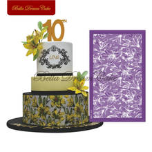 Цветущий цветок лилии сетчатый трафарет для мастики трафареты для торта шаблон для свадебной ткани форма для торта инструмент для украшения торта Формы для выпечки 2024 - купить недорого