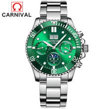 Carnival Brand Automatic Fashion Watch Man Luxury Waterproof Luminous Green Calendar Mechanical Military Clock Relogio Masculino 2024 - buy cheap