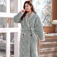 Winter Coral Velvet 3Layers Quilted Bathrobe Women Pajamas Womens Nightgowns Flannel Warm Robe Sleepwear Big Yards Womens Robes 2024 - buy cheap