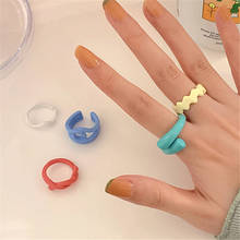 AOMU-anillo Simple de resina acrílica para mujer, sortija trenzada, lisa, Irregular, multicapa, con ondas abiertas 2024 - compra barato