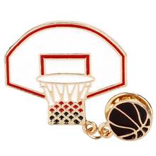Красная эмалированная Спортивная булавка с красным шариком, булавка на лацкан, значок, брошь на кнопку спортсмена, баскетбольное кольцо с булавкой для баскетбола, броши, булавка для вечеринки 2024 - купить недорого