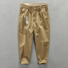 Pantalones Cargo para hombre, ropa informal, holgada, a la moda, de algodón salvaje, Color sólido, estilo japonés 2024 - compra barato