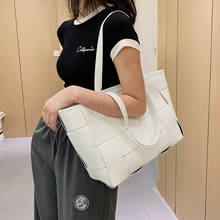 Big Weave Tote Bags for Women Summer White Shoulder Bags Ladies Large Capacity Shopping Handbags Soft Pu Leather Women's Bag Sac 2024 - buy cheap