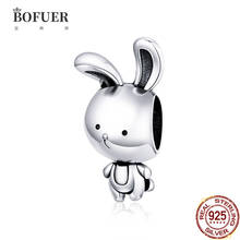 2021 925 Sterling Silver Animal Series Lucky Rabbit Charm Bead Fit   Bracelet DIY Europe Women Original Authentic Jewelry 2024 - buy cheap