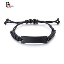 Unisex Adjustable Cord Stainless Steel ID Bracelets Custom Name Logo Braided Bracelet for Women Man Gifts Jewelry 2024 - buy cheap