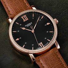YAZOLE-reloj analógico de cuero para hombre, accesorio de pulsera de cuarzo resistente al agua con calendario, complemento Masculino de marca de lujo perfecto para negocios 2024 - compra barato
