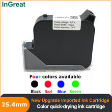 Tinta verde azul vermelha preta da altura 45ml da cópia do cartucho de tinta solvente de secagem rápida de 25.4mm para o plástico handheld do metal da impressora a jato de tinta 2024 - compre barato