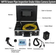 WP70 20 /30/50M Sewer Waterproof Video Camera LCD Screen Sewer Pipe Inspection Snake Video Camera System Pipeline Drain Plumbing 2024 - buy cheap