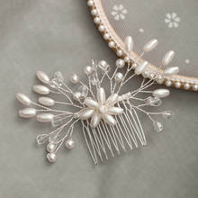 Trendy Silver Color Pearl wedding hair comb Wedding Tiara Bride Headpiece Party Crystal Hair Jewelry Wedding Hair Accessories 2024 - buy cheap