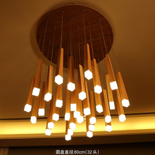 Luminária pendente estilo japonês de madeira, lustre moderno de led para decoração de loft, restaurante e cozinha 2024 - compre barato