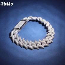 JINAO New Barbed spine Style Jewelry Bracelet Hip Hop Rock Copper Gold Rose silver color Iced Out CZ Stone 16mm Bracelet 2024 - buy cheap