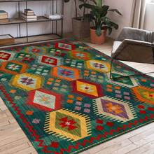 Модные красные и зеленые марокканский с геометрической мозаикой в этническом стиле Стиль гостиная прикроватный коврик для спальни коврики 2024 - купить недорого