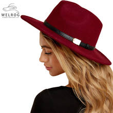 Chapéu de feltro welrog 2020, masculino, feminino, jazz, chapéu de primavera, cinto de lã, aba larga, chapéu de panamá, chapéu de moda, 16 cores 2024 - compre barato