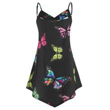 Sexy Women V Neck Sleeveless Spaghetti Straps Butterfly Print Camisole Blouse 2024 - buy cheap