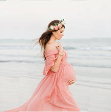 Maternity Off Shoulder Chiffon Gown Maxi Long Photography Dress Pregnant Clothes beach dress Fancy Pregnancy Photo Props Shoot 2024 - buy cheap