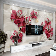 Custom Wallpaper For Walls 3 D Modern European Style Art Mural Diamond Jewelry Flower Living Room TV Background Photo Wallpaper 2024 - buy cheap