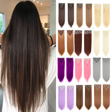 22 Polegada 16 pçs clip-on extensões de cabelo sintético resistente ao calor natural extensão grampos de cabelo 2021 para mulheres hairpieces 2024 - compre barato