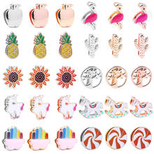 10mm DIY Colorful Sunflower Unicorn Apple Slide Charms fit on Stainless Steel Keeper Bracelet 10pcs/lot 2024 - buy cheap