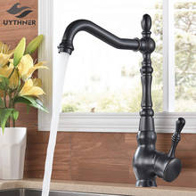 Kitchen Sink Faucets Retro Brass Black Bronze Single Handle Kitchen Basin Faucets Deck Mounted Hot and Cold Water Mixer Tap 2024 - buy cheap