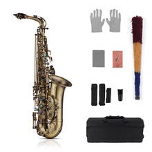 Muslady High Grade Antique Finish Eb E-flat Alto Saxophone Sax Shell Key Carve Pattern Woodwind Instrument with Padded Carry 2024 - buy cheap