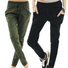 Fashion Chic Women Solid Color Drawstring Elastic Waist Slim Pencil Pants Trousers All-match Cotton/ Spandex Women's Pants 2024 - buy cheap