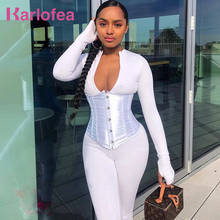 Karlofea New Autumn Long Sleeve Jumpsuit Street Wear Sexy Casual Bodycon Jumpsuit With Boned Corset 2 Piece Outfits Active Wear 2024 - buy cheap