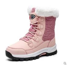 Botas de caminhada femininas para inverno, calçado de neve para mulheres à prova d'água e antiderrapante de lã para caminhada e trilhas 2024 - compre barato