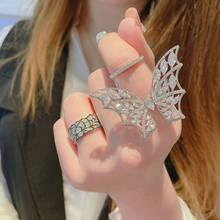 Anel feminino borboleta voadora prata esterlina 925 aaaaa zircônio anéis requintados abertos anel de dedo reutilizável para mulheres meninas 2024 - compre barato