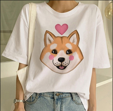Футболка Шиба ину забавная Милая футболка с животными забавная графическая Корейская одежда Топ Женская футболка Ulzzang женские футболки Harajuku для женщин 2024 - купить недорого
