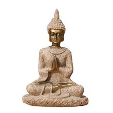 Sandstone Buddha Statue Sitting Meditation Buddha Sculpture Handmade Figurine Meditation Miniatures Ornament Statue Home 2024 - buy cheap