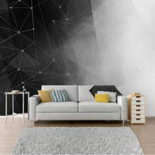 Moderno preto e branco abstrato geométrico papel de parede 3d personalizado sala estar quarto decoração mural papel 3d 2024 - compre barato