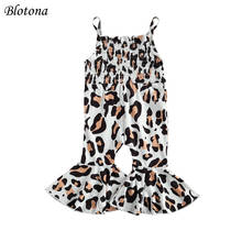 Blotona Kids Jumpsuit, Leopard Print Sleeveless Spaghetti Strap Playsuits One-Piece Flared Pants Romper for Summer 0-24 Months 2024 - buy cheap